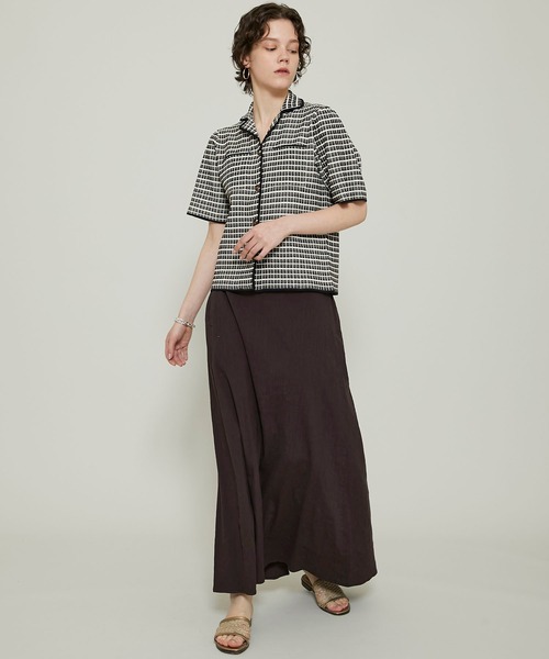 FEMMENT（ファモン）の「【FEMMENT(ファモン)】ヴィスコースリネンストレッチ2wayギャザースカート /LT11-619（スカート・レディース・ブラウン/グリーン/キャメル・1/2）」の4枚目の写真