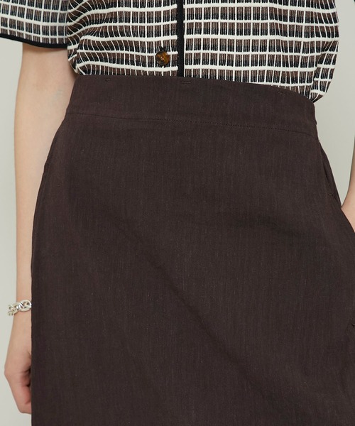 FEMMENT（ファモン）の「【FEMMENT(ファモン)】ヴィスコースリネンストレッチ2wayギャザースカート /LT11-619（スカート・レディース・ブラウン/グリーン/キャメル・1/2）」の9枚目の写真