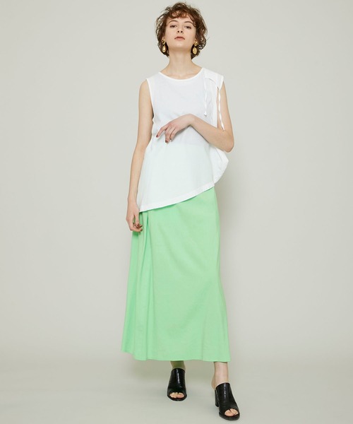 FEMMENT（ファモン）の「【FEMMENT(ファモン)】ヴィスコースリネンストレッチ2wayギャザースカート /LT11-619（スカート・レディース・ブラウン/グリーン/キャメル・1/2）」の14枚目の写真