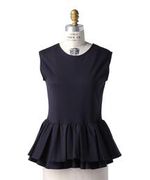 超美品 ドゥロワー Drawer 現行タグ 6517-206-0511 肩フリル カットソー 1 レディース ネイビー 定価38500円 DRAWER 超美品 ドゥロワー Drawer 現行タグ 6517-206-0511 肩