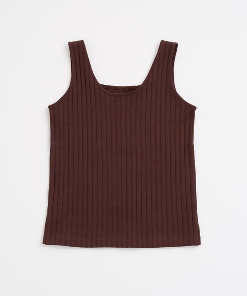 natural couture(ナチュラルクチュール)の「2WAYワイドリブタンク(タンクトップ・レディース・ブラック/アイボリー/オレンジ/ベージュ/ブラウン・FREE)」の3枚目の写真