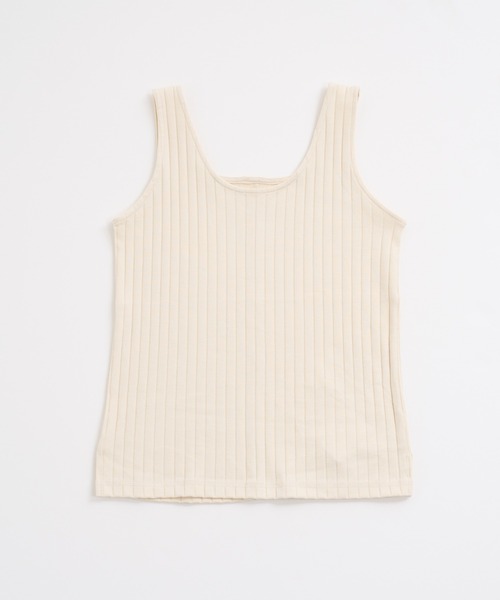 natural couture(ナチュラルクチュール)の「2WAYワイドリブタンク(タンクトップ・レディース・ブラック/アイボリー/オレンジ/ベージュ/ブラウン・FREE)」の2枚目の写真