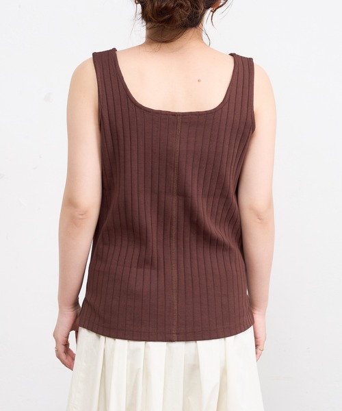 natural couture(ナチュラルクチュール)の「2WAYワイドリブタンク(タンクトップ・レディース・ブラック/アイボリー/オレンジ/ベージュ/ブラウン・FREE)」の13枚目の写真