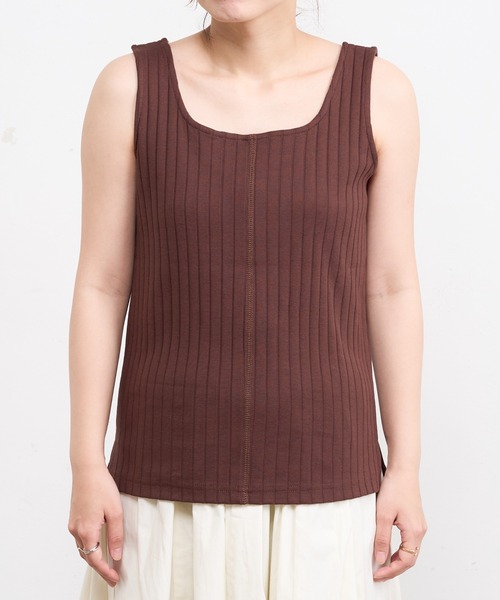 natural couture(ナチュラルクチュール)の「2WAYワイドリブタンク(タンクトップ・レディース・ブラック/アイボリー/オレンジ/ベージュ/ブラウン・FREE)」の16枚目の写真