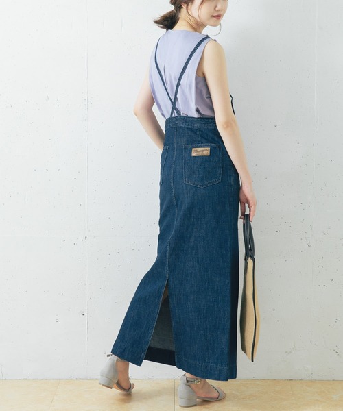 URBAN RESEARCH ROSSO（アーバンリサーチロッソ）の「【別注】Wrangler　SALOPETTE SKIRT（サロペット/オーバーオール・レディース・インディゴブルー/ライトインディゴブルー・SMALL/MEDIUM）」の5枚目の写真
