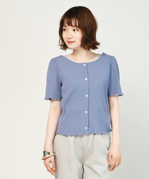 RETRO GIRL（レトロガール）の「2WAYテレコ半袖Tee（Tシャツ/カットソー・レディース・ブルー/ブラック/アイボリー/ブラウン・FREE）」の4枚目の写真