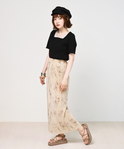 RETRO GIRL（レトロガール）の「2WAYテレコ半袖Tee（Tシャツ/カットソー・レディース・ブルー/ブラック/アイボリー/ブラウン・FREE）」の7枚目の写真