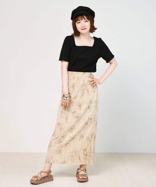 RETRO GIRL（レトロガール）の「2WAYテレコ半袖Tee（Tシャツ/カットソー・レディース・ブルー/ブラック/アイボリー/ブラウン・FREE）」の8枚目の写真