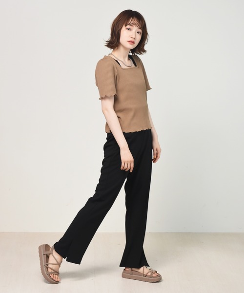 RETRO GIRL（レトロガール）の「2WAYテレコ半袖Tee（Tシャツ/カットソー・レディース・ブルー/ブラック/アイボリー/ブラウン・FREE）」の9枚目の写真