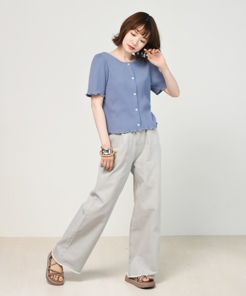 RETRO GIRL（レトロガール）の「2WAYテレコ半袖Tee（Tシャツ/カットソー・レディース・ブルー/ブラック/アイボリー/ブラウン・FREE）」の11枚目の写真