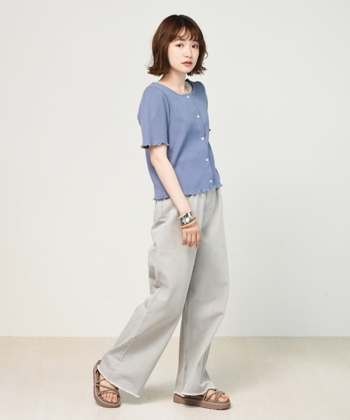 RETRO GIRL（レトロガール）の「2WAYテレコ半袖Tee（Tシャツ/カットソー・レディース・ブルー/ブラック/アイボリー/ブラウン・FREE）」の12枚目の写真