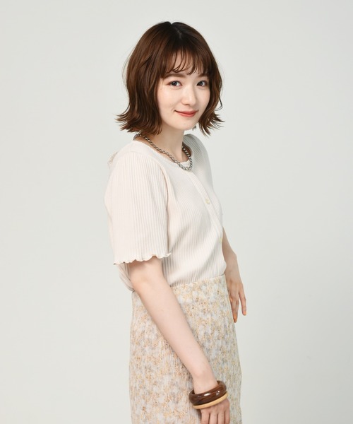 RETRO GIRL（レトロガール）の「2WAYテレコ半袖Tee（Tシャツ/カットソー・レディース・ブルー/ブラック/アイボリー/ブラウン・FREE）」の13枚目の写真