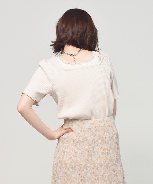 RETRO GIRL（レトロガール）の「2WAYテレコ半袖Tee（Tシャツ/カットソー・レディース・ブルー/ブラック/アイボリー/ブラウン・FREE）」の14枚目の写真