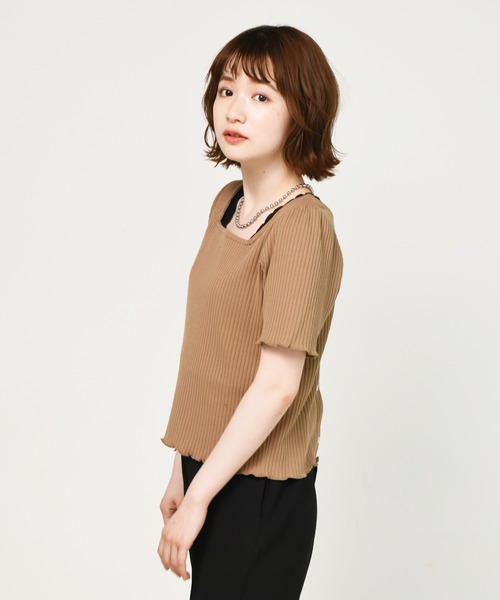 RETRO GIRL（レトロガール）の「2WAYテレコ半袖Tee（Tシャツ/カットソー・レディース・ブルー/ブラック/アイボリー/ブラウン・FREE）」の17枚目の写真