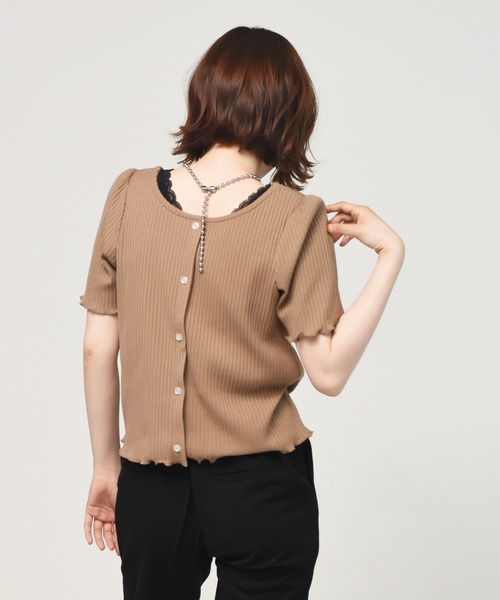 RETRO GIRL（レトロガール）の「2WAYテレコ半袖Tee（Tシャツ/カットソー・レディース・ブルー/ブラック/アイボリー/ブラウン・FREE）」の18枚目の写真