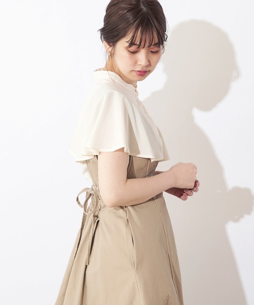 natural couture(ナチュラルクチュール)の「プチプラケープカラーブラウス(シャツ/ブラウス・レディース・オフホワイト/ミント/その他1/その他2/ライトベージュ・FREE)」の6枚目の写真