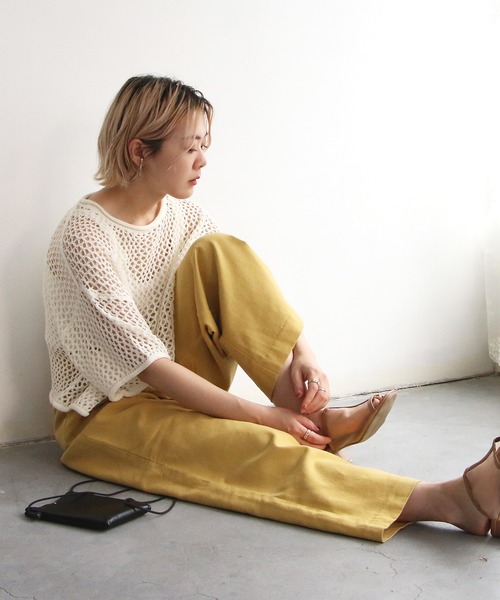 notch.（ノッチ）の「透かし編みショート半袖PO（ニット/セーター・レディース・オレンジ/ベージュ/ブラック/オフホワイト・M）」の9枚目の写真