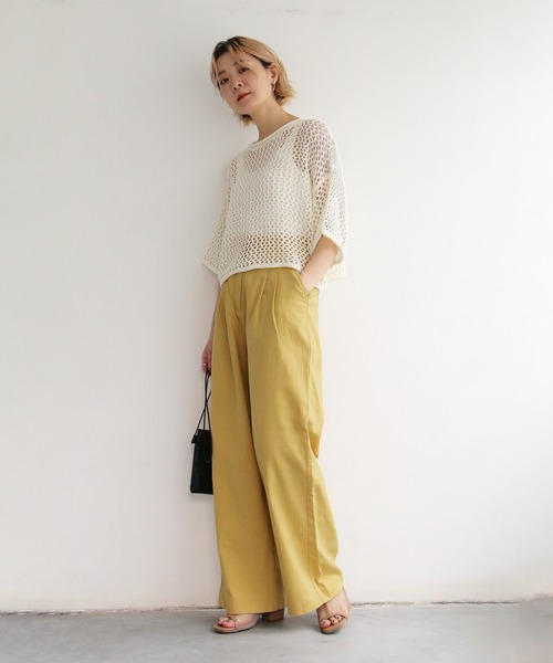 notch.（ノッチ）の「透かし編みショート半袖PO（ニット/セーター・レディース・オレンジ/ベージュ/ブラック/オフホワイト・M）」の10枚目の写真