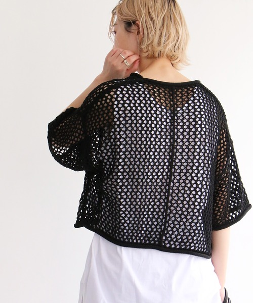 notch.（ノッチ）の「透かし編みショート半袖PO（ニット/セーター・レディース・オレンジ/ベージュ/ブラック/オフホワイト・M）」の14枚目の写真