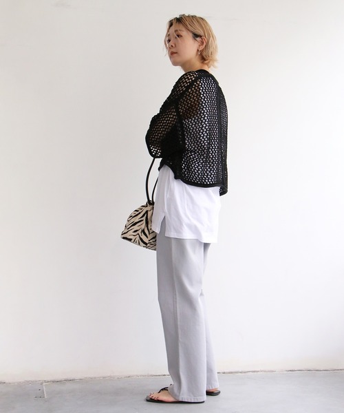 notch.（ノッチ）の「透かし編みショート半袖PO（ニット/セーター・レディース・オレンジ/ベージュ/ブラック/オフホワイト・M）」の17枚目の写真