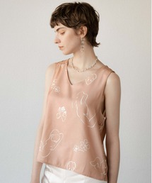 ACCL | アートテキスタイル ノースリーブブラウス(シャツ/ブラウス)