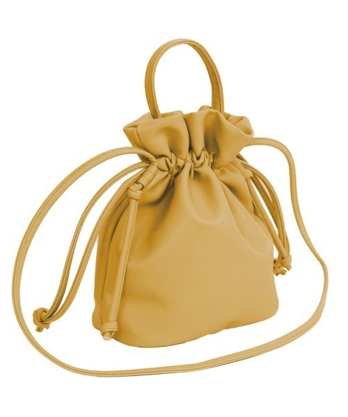 Per sist ence（パーシエンス）の「Per sist ence/パーシエンス　フェイクレザー 2WAY巾着ショルダーバッグ（ショルダーバッグ・レディース・ホワイト/ブラック/モカ/ブラウン/イエロー/チャコールグレー/シルバー/ブルーグリーン/レッド/アイボリー/ライトブラウン・FREE）」の9枚目の写真