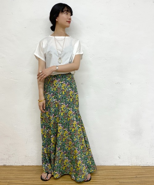 SHENERY（シーナリー）の「フレンチスリーブシルケットカットソー（Tシャツ/カットソー・レディース・ダークブラウン/ベージュ/オフホワイト・FREE）」の14枚目の写真