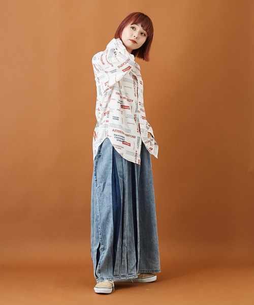 CUBE SUGAR（キューブシュガー）の「ブロードクロス 総柄プリント レギュラーシャツ（シャツ/ブラウス・レディース・ホワイト/チャコールグレー/ベージュ・M）」の11枚目の写真