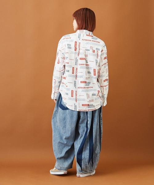 CUBE SUGAR（キューブシュガー）の「ブロードクロス 総柄プリント レギュラーシャツ（シャツ/ブラウス・レディース・ホワイト/チャコールグレー/ベージュ・M）」の12枚目の写真