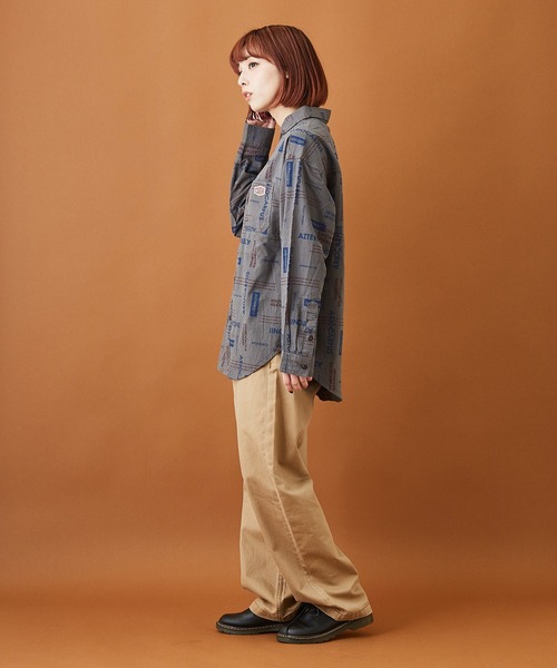 CUBE SUGAR（キューブシュガー）の「ブロードクロス 総柄プリント レギュラーシャツ（シャツ/ブラウス・レディース・ホワイト/チャコールグレー/ベージュ・M）」の15枚目の写真