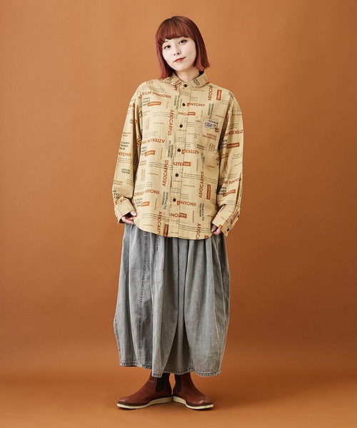 CUBE SUGAR（キューブシュガー）の「ブロードクロス 総柄プリント レギュラーシャツ（シャツ/ブラウス・レディース・ホワイト/チャコールグレー/ベージュ・M）」の21枚目の写真