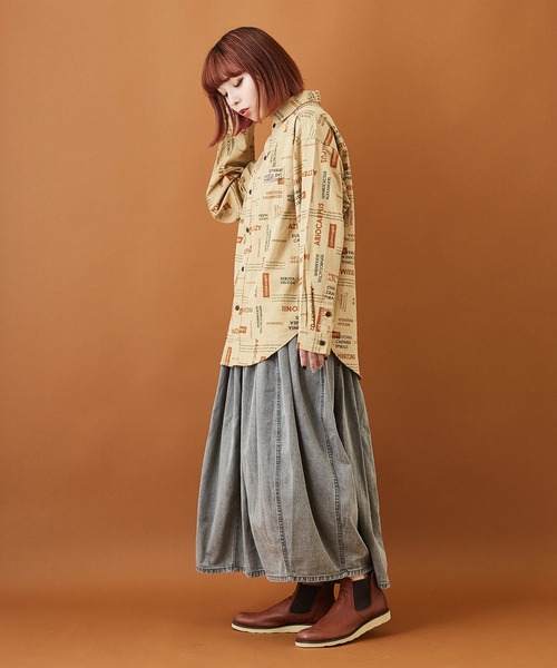 CUBE SUGAR（キューブシュガー）の「ブロードクロス 総柄プリント レギュラーシャツ（シャツ/ブラウス・レディース・ホワイト/チャコールグレー/ベージュ・M）」の22枚目の写真