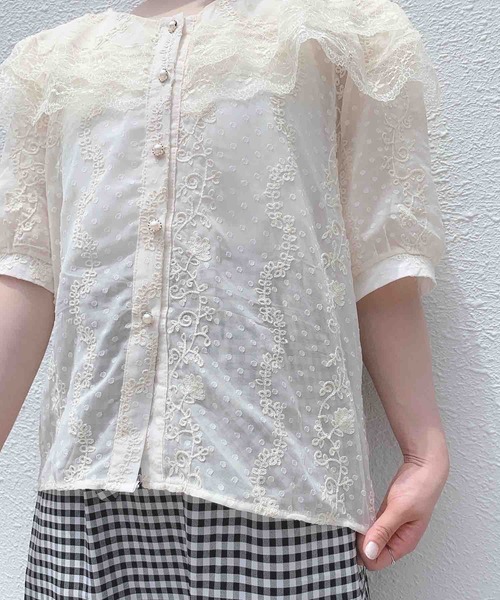Clice de Paris(クリシェドゥパリス)の「K/チュールレース重ね衿ブラウス(シャツ/ブラウス・レディース・オフホワイト/アイボリー・ONESIZE)」の9枚目の写真