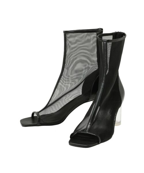 MERCURYDUO（マーキュリーデュオ）の「クリアヒールオープントゥメッシュブーツ（その他シューズ・レディース・ブラック/ブラウン/アイボリー・38/36）」の12枚目の写真