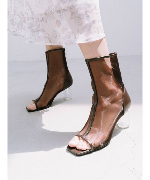 MERCURYDUO（マーキュリーデュオ）の「クリアヒールオープントゥメッシュブーツ（その他シューズ・レディース・ブラック/ブラウン/アイボリー・38/36）」の13枚目の写真