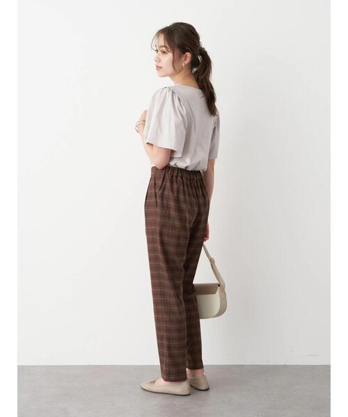 earth music&ecology（アースミュージックアンドエコロジー）の「ストレッチテーパードパンツ(チェック) ＊（その他パンツ・レディース・ブラウン/グレー/アイボリー・S/M/L）」の10枚目の写真