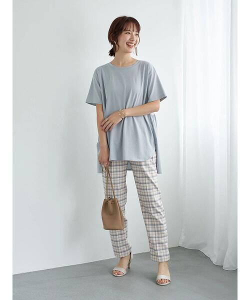 earth music&ecology（アースミュージックアンドエコロジー）の「ストレッチテーパードパンツ(チェック) ＊（その他パンツ・レディース・ブラウン/グレー/アイボリー・S/M/L）」の14枚目の写真