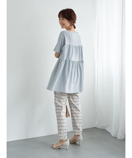 earth music&ecology（アースミュージックアンドエコロジー）の「ストレッチテーパードパンツ(チェック) ＊（その他パンツ・レディース・ブラウン/グレー/アイボリー・S/M/L）」の15枚目の写真