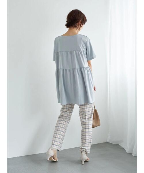 earth music&ecology（アースミュージックアンドエコロジー）の「ストレッチテーパードパンツ(チェック) ＊（その他パンツ・レディース・ブラウン/グレー/アイボリー・S/M/L）」の16枚目の写真