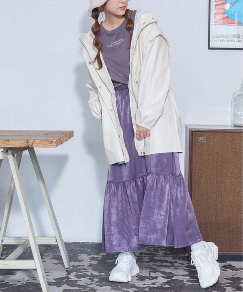 WEGO(ウィゴー)の「WEGO/サテンティアードフレアスカート(スカート・レディース・ブラック/パープル・FREE)」の14枚目の写真