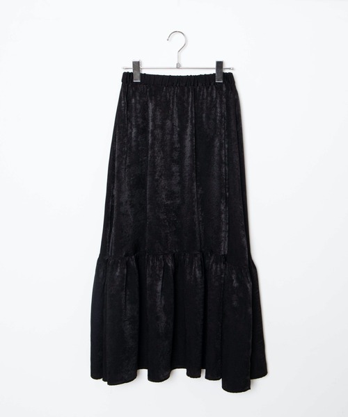 WEGO(ウィゴー)の「WEGO/サテンティアードフレアスカート(スカート・レディース・ブラック/パープル・FREE)」の3枚目の写真