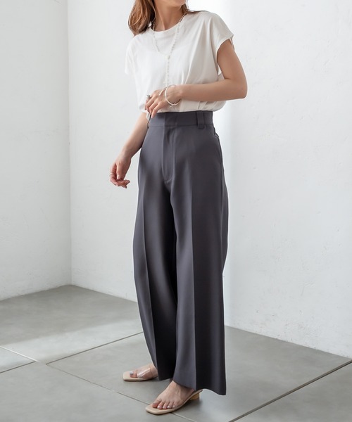 mystic（ミスティック）の「オーガニックコットンフレンチスリーブTシャツ（Tシャツ/カットソー・レディース・ブラック/グレー/オフホワイト/イエロー・FREE）」の9枚目の写真