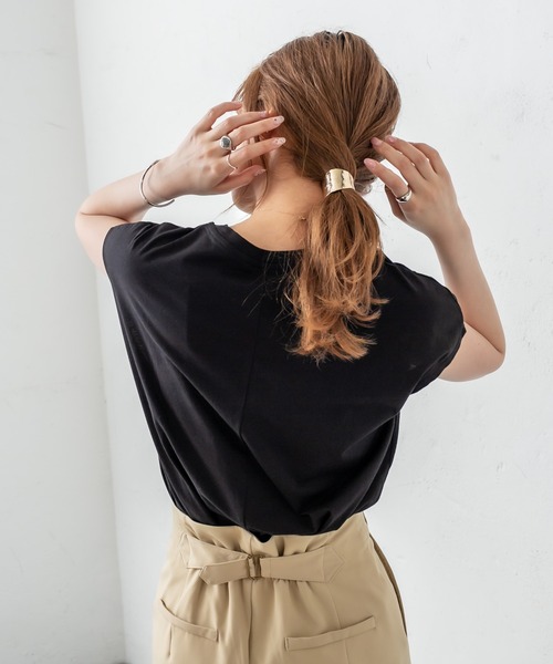 mystic（ミスティック）の「オーガニックコットンフレンチスリーブTシャツ（Tシャツ/カットソー・レディース・ブラック/グレー/オフホワイト/イエロー・FREE）」の19枚目の写真