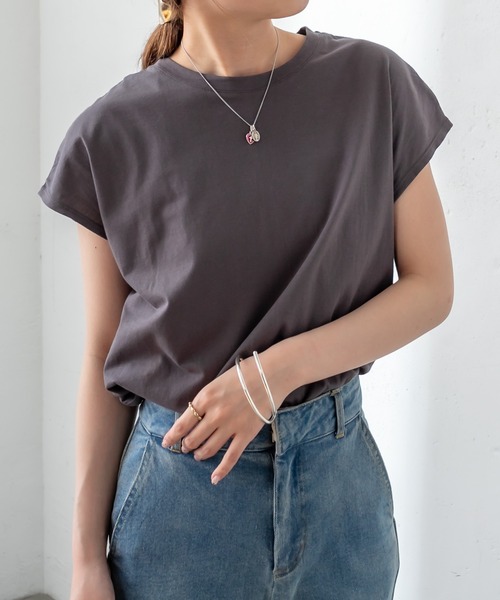 mystic（ミスティック）の「オーガニックコットンフレンチスリーブTシャツ（Tシャツ/カットソー・レディース・ブラック/グレー/オフホワイト/イエロー・FREE）」の21枚目の写真