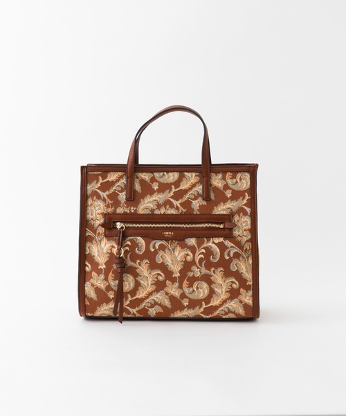 LOWELL things(ロウェル シングス)の「Carre/ファブリックフロントファスナ-2WAY BAG(トートバッグ・レディース・ブラウン/アイボリー/ダークベージュ・フリー)」の1枚目の写真