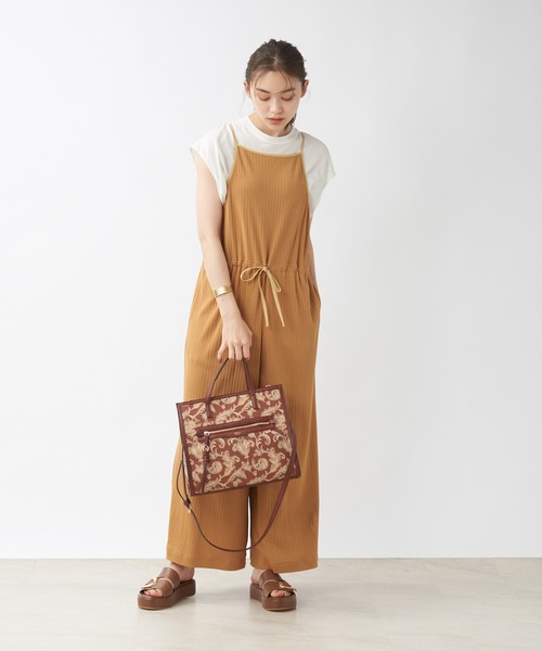 LOWELL things(ロウェル シングス)の「Carre/ファブリックフロントファスナ-2WAY BAG(トートバッグ・レディース・ブラウン/アイボリー/ダークベージュ・フリー)」の4枚目の写真