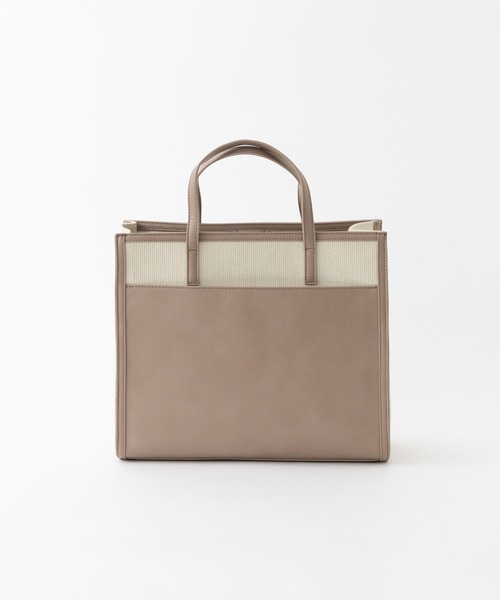 LOWELL things(ロウェル シングス)の「Carre/ファブリックフロントファスナ-2WAY BAG(トートバッグ・レディース・ブラウン/アイボリー/ダークベージュ・フリー)」の7枚目の写真