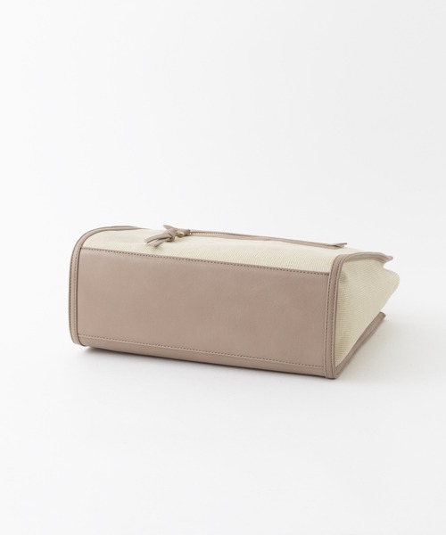 LOWELL things(ロウェル シングス)の「Carre/ファブリックフロントファスナ-2WAY BAG(トートバッグ・レディース・ブラウン/アイボリー/ダークベージュ・フリー)」の8枚目の写真
