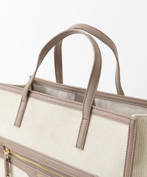 LOWELL things(ロウェル シングス)の「Carre/ファブリックフロントファスナ-2WAY BAG(トートバッグ・レディース・ブラウン/アイボリー/ダークベージュ・フリー)」の9枚目の写真