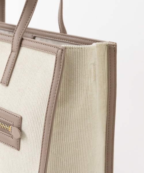 LOWELL things(ロウェル シングス)の「Carre/ファブリックフロントファスナ-2WAY BAG(トートバッグ・レディース・ブラウン/アイボリー/ダークベージュ・フリー)」の10枚目の写真